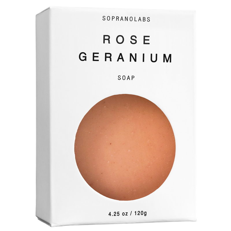 Rose Geranium soap vegan natural organic sopranolabs