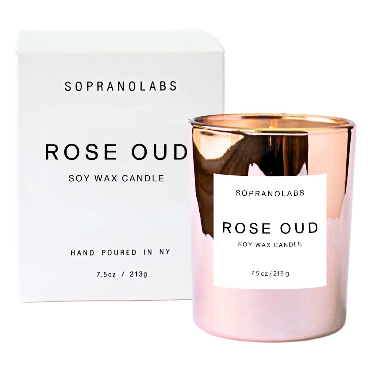 Rose Oud Soy Wax Candle by Sopranolabs